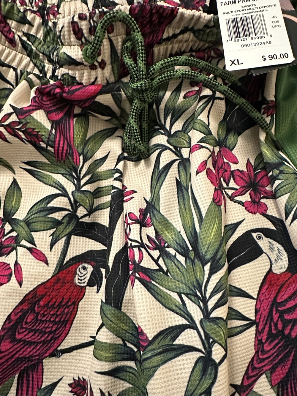 Adidas Farm Rio Tropical Parrot Print Athletic Shorts with Green Panels - XL - Picture 3 of 5